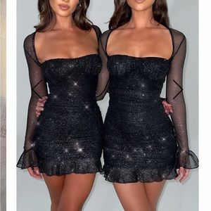 BAYBOO FASHION BREA MINI DRESS IN SPARKLE BLACK